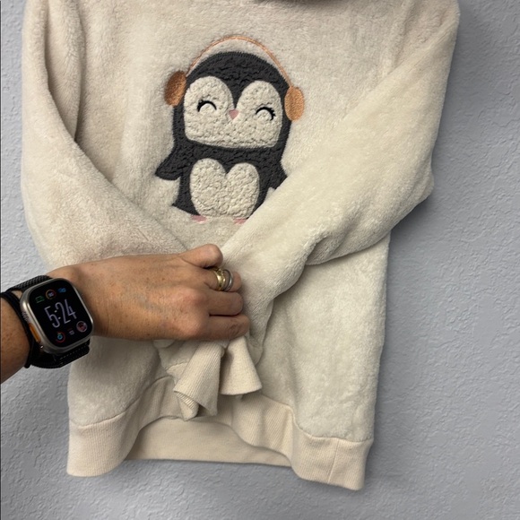 Jumping Beans SOsoooft Cream Hoodie with Penguin Design, Gd Used Cndtn, fam Fav! - Picture 4 of 8